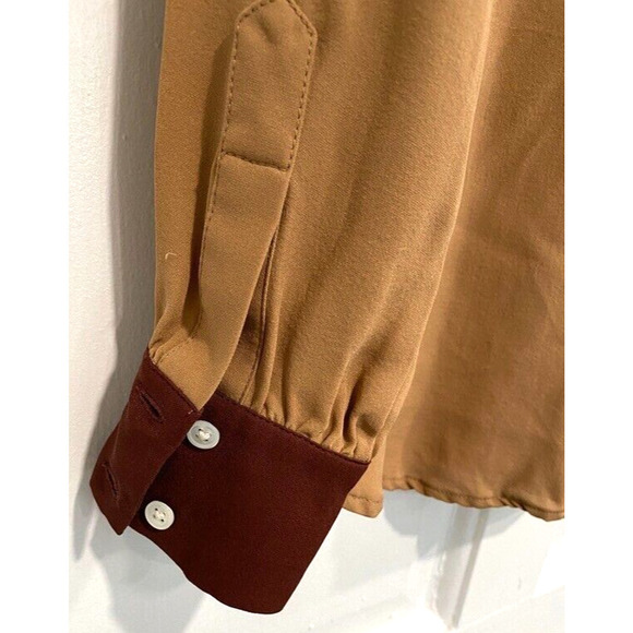 Haute Hippie - Brown & maroon women's 100% Silk button up blouse size XS - Picture 3 of 6
